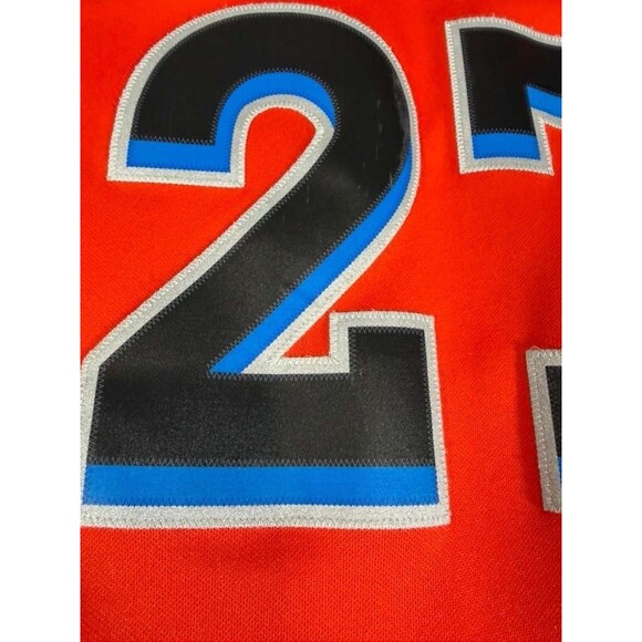 Miami Marlins Jersey Mens Medium Orange MLB Baseball Giancarlo Stanton Majestic - Picture 12 of 15
